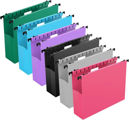 Extra Capacity Plastic Hanging File Folders,12 Pack Reinforced Expanding Hang Folder Letter Size,Accordian