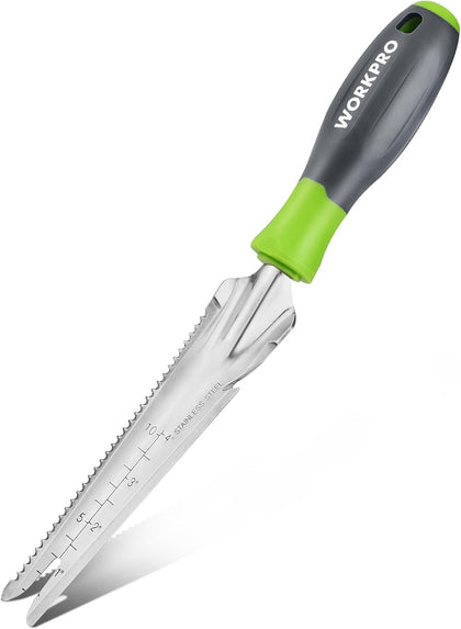 Hand Weeder Puller, 5-in-1 Stainless Steel Garden Trowel with Soft Handle, Gardening Weeding Tool for Easy Weeder