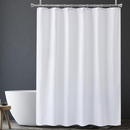 White Shower Liner Cloth Waterproof, White Shower Curtain Liner Fabric with Weighted Stones, Washable Shower Curtain