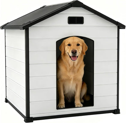 Large Insulated Dog House Outdoor, Weatherproof Plastic Dog House