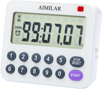 Magnetic Digital Kitchen Timer with Direct Numerical Keypad, Loud Alarm - 99Hr Countdown Count Up Timer for Cooking