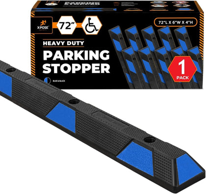 72" Heavy Duty Blue Rubber Parking Stopper (1 Pack) – Wheel Stop, Lot Bumper & Parking Curb for Handicap Parking