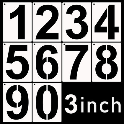 DXCYZ 3 Inch Tall Number Stencils Kit 0-9 Address Number Stencil, 10PCS Reusable Plastic Painting Number Templates