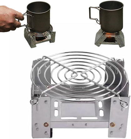 Emergency Stove 3.8x3x0.8'' Thickened Foldable Camping Stove with Copper Rivets Portable Camp Stove with Adjustable