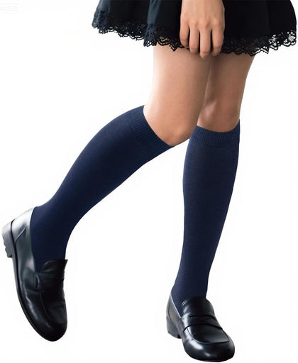 Kids Girls Unisex School Knee High Socks Black White Navy 3 Pack