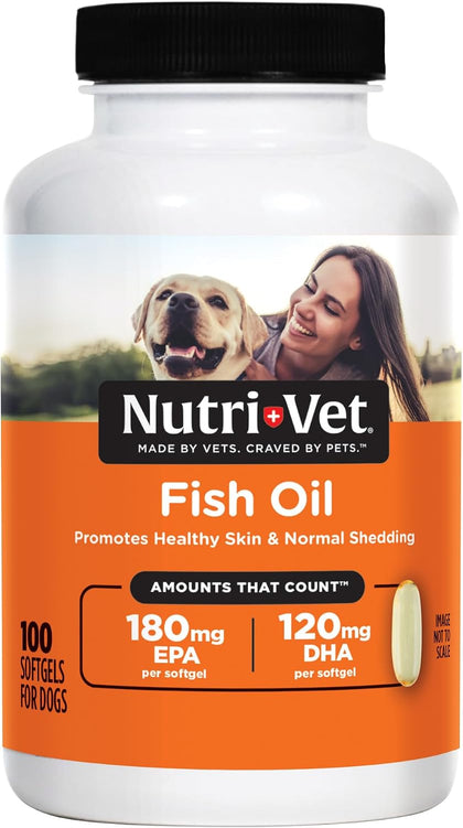 Fish Oil for Dogs, Omega 3 Skin Support, EPA & DHA, 100 Count