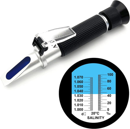 Salinity Refractometer for Aquarium Seawater Marine Fishkeeping | Salinity Tester 0-100PPT & 1.000-1.070 Salinity