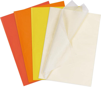 Fall Colored Tissue Paper, 80pcs Orange Gift Tissue Paper Bulk for Gift Bags, Packaging & Wrapping, Yellow Red Cream