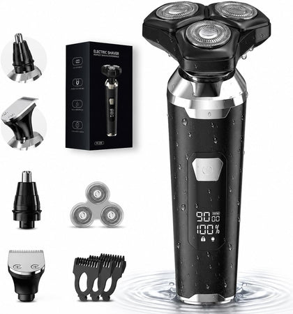 Electric Razor for Men: Wet/Dry Electric Shavers for Men - Upgraded Curved Shaving Foil, Low Noise High-Torque Motor