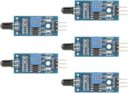 Walfront 5 Pcs IR Infrared Flame Sensor Module Detector for 3.3V-5V Wide Voltage LM393 60 Degrees