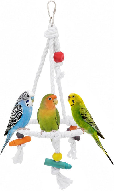Bird Swing Multi Birds Cotton Rope Round Hanging Hammock Perch Toy