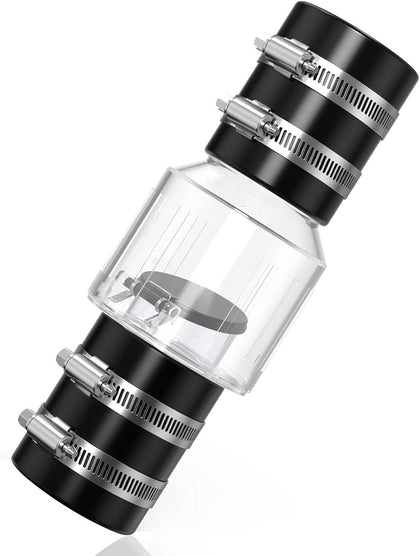 1‑1/2" Silent Sump Pump Check Valve, Spring‑Loaded Clear PVC Body | Quiet operation prevents backflow, Buna‑N