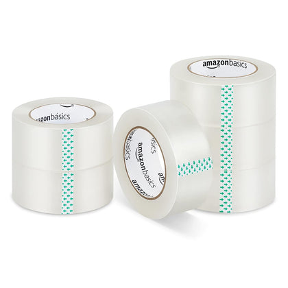Strong Adhesive Packing Tape for Moving Boxes, Shipping and Sealing, Clear, 1.88" x 109 Yards, 6-Pack, Total 654 Yards
