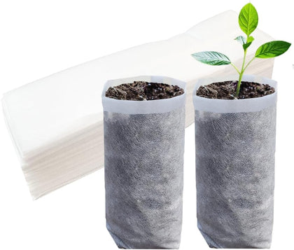 50 Pcs 10.2" H Deep Nursery Grow Bags, Non-Woven Plants Pots Container for Starting Rooted Plants Vegetable, Flower