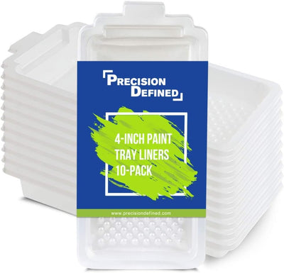 PD 4 Inch Paint Tray Liners, 10-Pack, Disposable, White Plastic