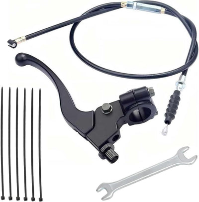 1 Set Motorcycle 7/8" Left Clutch Lever Handle Cable, Adjustable Lever & Smooth Cable, Waterproof Anti-Breakage Brake Grip, for 50CC-70CC 90CC 110CC 125CC 140CC 150CC Engines (Black)