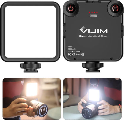 ULANZI VL-81 3000mAh Bi-Color LED Video Light w Softbox - 3200K-5600K+CRI95 Rechargeable Camera Light, 3 Cold Shoe