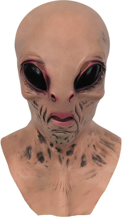 Alien Mask with Neck Scary Alien Head Latex Mask for Halloween Costume Party Prop