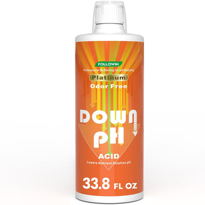 pH Down for Plants, Hydroponic, Soil Gardens & Aquariums | Concentrated Liquid pH Adjuster, Makes Balanced Nutrient