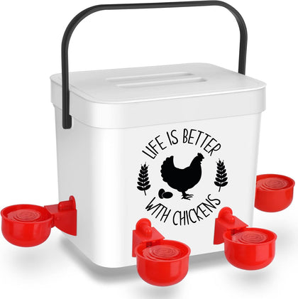 Chicken Waterer - Chicken Water Feeder with 4 Water Cups - Automatic Chicken Waterer No Waste - Poultry Waterer with