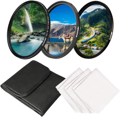 82mm UV/CPL/ND Lens Filter Kit (3 Pieces),Multi-Coated UV Protector, CPL Polarizing and ND2-ND400 Neutral Density