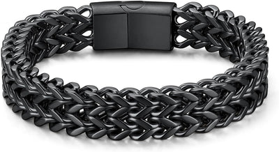 Bracelet for Men, 316L Stainless Steel Franco Cuban Link Chain Bracelet with Sturdy Clasp, 6/10/12MM Widths
