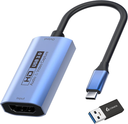 Video Capture Card, USB3.0 HDMI to USB-C Capture Device, 2K@30FPS | Stream & Record Gameplay at 1080P@60FPS