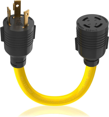 Plug and Play 30 AMP Generator Transfer Switch Adapter Cord, Heavy Duty STW 10 Gauge NEMA L5-30P Male to L14-30R