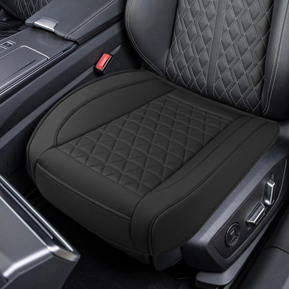 Luxury Faux Leather Car Seat Cover, Anti-Slip Waterproof Universal Front Bottom Seat Protector with Storage Pocket
