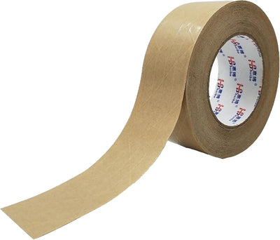 Waterless Self Adhesive Reinforced Kraft Packing Paper Tape, 3 inches Width 164 Feet Long Gummed Tape for Heavy Duty