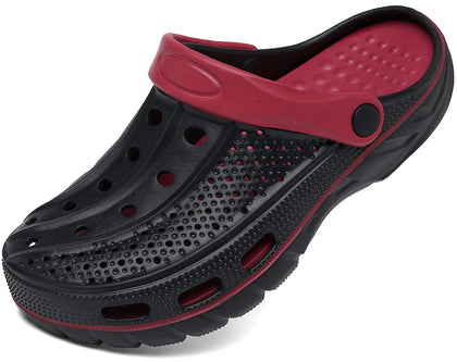 Mens Womens Arch Support Clogs, Black/Red,8-9 W/6.5-7.5 M