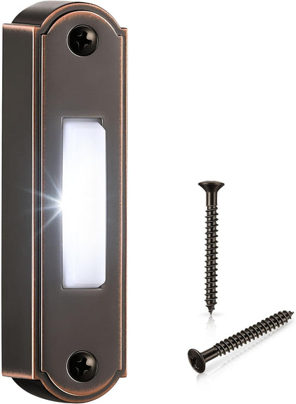 Metal Lighted Doorbell Button, Heavy Duty Metal Wired Door Bell Push Button LED Wall Mounted Doorbell Switch for