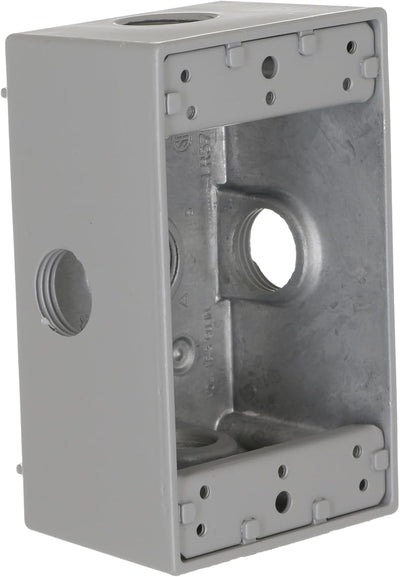 Hubbell-Bell 5323-0 Single Gang Weatherproof Outlet Box, Gray