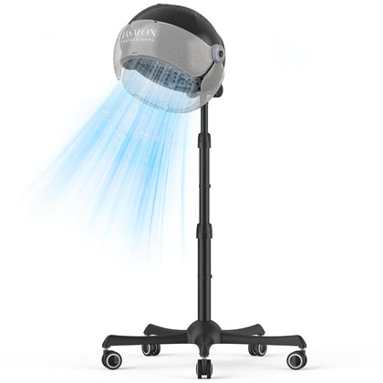 Ionic Hooded Hair Dryer - 1875W Bonnet Dryer with 3 Temperature Settings - Portable Standing Dryer for Home and Salon
