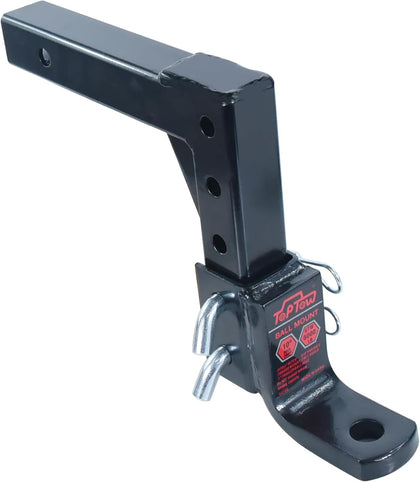 64189 AdjustableTrailer Hitch Ball Mount with 5/8 inch Hitch Pin, 10 inch Drop Max, Fits 2 inch Hitch Receiver, Matte