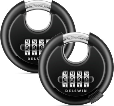 4-Digit Disc Combination Lock Outdoor - Heavy Duty Combination Padlocks with Hardened Steel Shackle Weatherproof