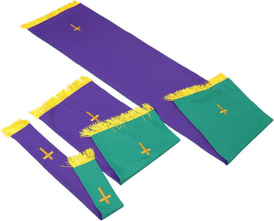Reversible Church Altar Pulpit Cloth Set with Embroidered Cross