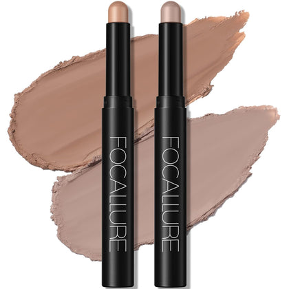 2 Pcs Cream Eyeshadow Stick,Brightener Eyeshadow Pencil Crayon,Highlighter Eye Shadow Stick Sets with Crease-proof
