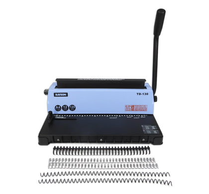 TD-130 3:1 Wire Binding Machine, 12-Sheet Punch, 120-Sheet Capacity | 34 square holes support A4, Letter, B5, and