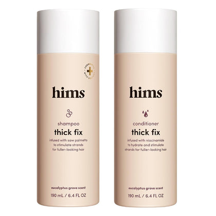 hims Thick Fix Shampoo & Conditioner Set - Saw Palmetto for Healthy Hair Growth & Thickening - Scalp Cleansing