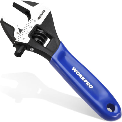 4-Inch Mini Adjustable Wrench, Cr-V Steel Wide Jaw Black Oxide Wrench for Small Nuts, Metric & SAE Scales