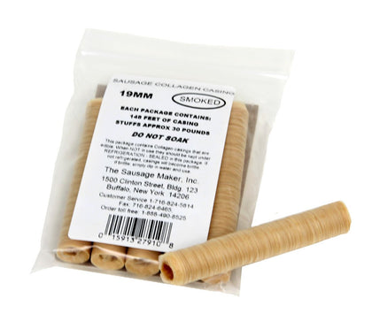 19mm Collagen Casings For Sausage Making, Edible, Clear, Smoked Beef Collagen Sticks, 3/4” Diameter Snack Stick