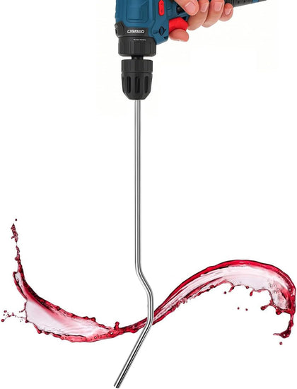 16" Wine Degasser Drill Attachment for Wine Making | Stainless Steel, Wine Wand for Home Brewing, Wine, Beer, Mead