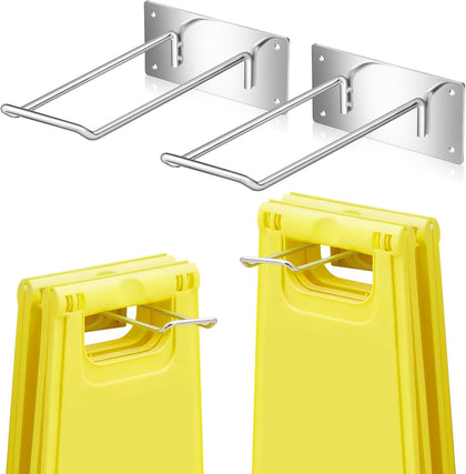 2 Pcs Stainless Steel Caution Wet Floor Safety Sign Hanger