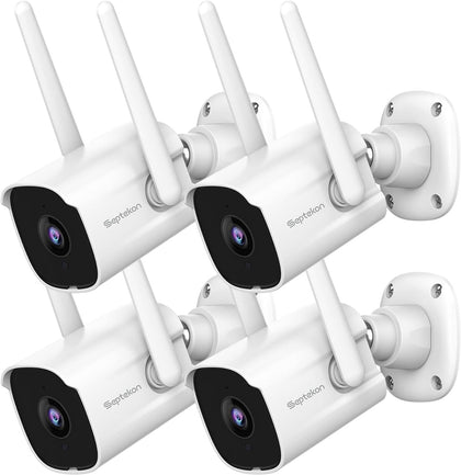 2K Home Security Cameras, 4 Pack Wired WiFi Outdoor Security Cameras with Night Vision, Two-Way Audio, 2.4G WiFi