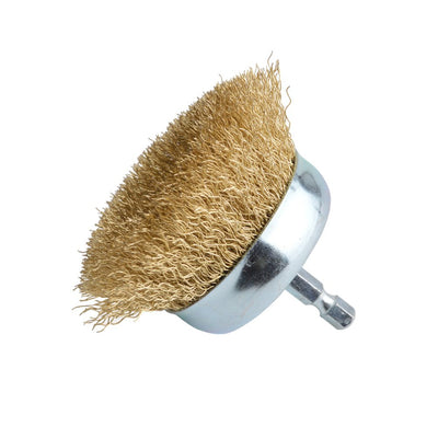 Gunpla 3" Wire Cup Brush with 1/4" Hex Shank Hardened Brass Steel Crimp Wheel Heavy Duty Wires Brushes for Metal, Removal of Rust Corrosion Paint