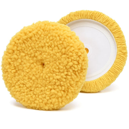 7.5" Wool Polishing Pad 2-Pack – Blended Wool Buffing Pads for Cars, Boats & RVs – Hook & Loop Backing – Removes