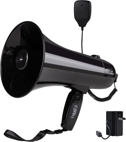Portable Megaphone Bullhorn 35 Watt Power Megaphone Speaker with Siren/Alarm Modes, 240S Recording, USB Flash Drive