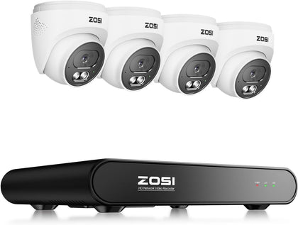 C220 8CH 5MP NVR with 4 x 4MP Audio PoE Security Camera System, NO HDD
