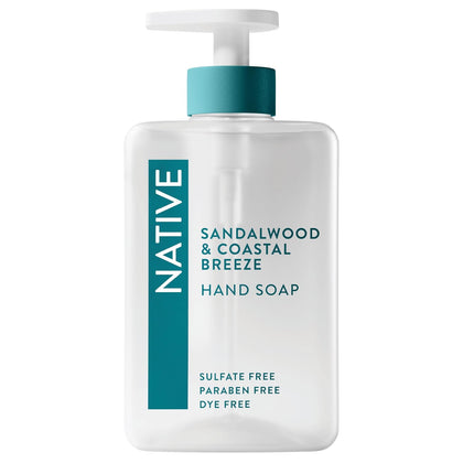 Liquid Hand Soap, Sandalwood & Coastal Breeze Scent, Non-Drying Formula for Soft, Smooth Hands, Made with Plant-Based